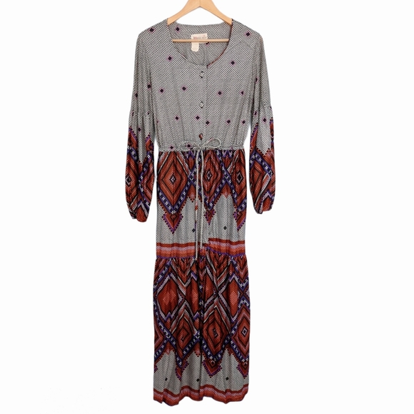 Vintage Van Raalte 70s Tiered Midi Print Dress 14 - Picture 13 of 13